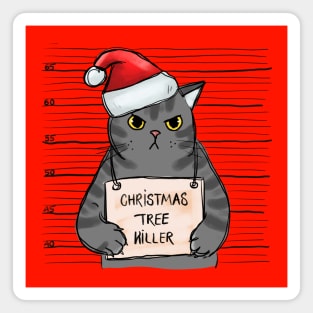 Christmas Tree Killer - Angry Christmas Cat Magnet